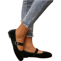 Shein Cross-Border Export Plus Size Suede Square Toe Flats - Beige/Purple/Red