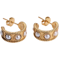 Shein Pair Of Pearl GoldTone Titanium Steel Earrings For Women Jewelry