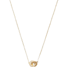 Coach Interlocking Open Circle Pearl Pendant Necklace White