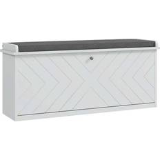 Homcom Upholstered White Shoe Rack 100x44.5cm