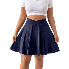 Shein Plus Size Casual Mini Skirt Shorts - Plain Color