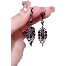 Shein pair Fashionable Vintage Black Leaf Dangle Earrings Suitable For Women To Wear On Any Occasion