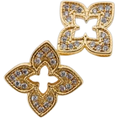 Shein pair Luxury Hollow Out Micro Inlaid Full Zirconia FourLeaf Clover Stud Earrings