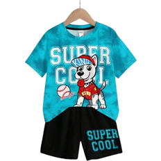 Shein pcs Casual Simple Cartoon Dog Graphic Loose Crew Neck Short Sleeve TShirt And Shorts Set Suitable For Summer