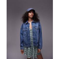 Topshop Denim Oversized Jacket - Mid Blue
