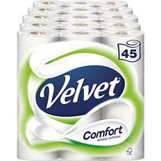 Cleaning Equipment & Cleaning Agents Velvet Comfort Toilet Roll Tissue Paper 45 Rolls Pack of 5 x 9