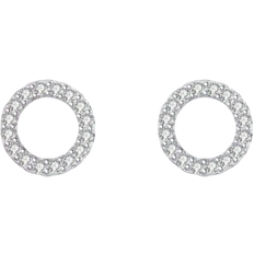Shein pair Minimalist Exquisite Silver Plated Circle Tiny Rhinestone Fashion Stud Earrings