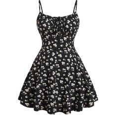 Shein Sexy schwarzes Bodycon Minikleid aus Strickstoff mit dünnen Schulterriemen für den Sommer