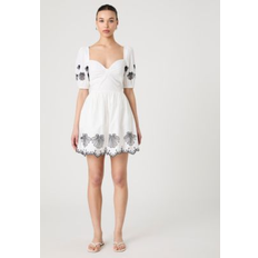 French Connection Cotton Dresses French Connection Cambria Cotton Anglaise Mini Dress - White/Navy