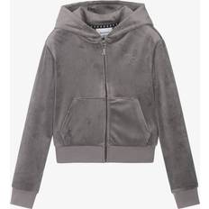 Diamante Zip Through Hoodie - Grey