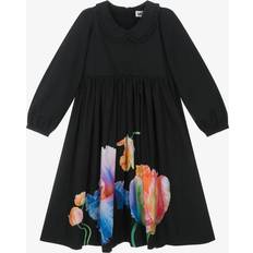 Molo Girls Black Cotton Floral Dress - Black