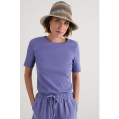 Gorse Lane Rib T Shirt Organic Cotton Jersey - Bilberry