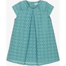Mayoral Girls Embroidered Cotton Dress - Green