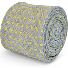 Linen Ties Grey Cotton Linen Tie With Yellow Crosses