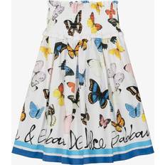 Dolce & Gabbana Girls Butterfly Print Poplin Skirt White