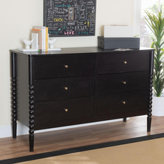 Baxton Studio Lucera Mid-Century Dresser 6-Drawer Black Chest of Drawer