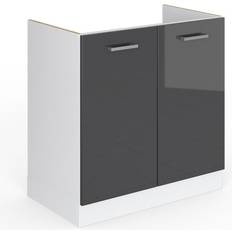 Große Spülen Vicco Spülenunterschrank R-Line Anthrazit Hochglanz 80 cm