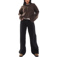 Bershka Petite High Waisted Wide Leg Jeans - Black