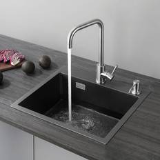 CECIPA Spülen mit 1 Becken Schwarz Einzelbecken Küchenspülbecken 50 x 45 Edelstahl 304