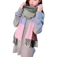 Purple Scarfs Loritta Womens Scarf Fashion Long Plaid Shawls Wraps - Purple/Pink