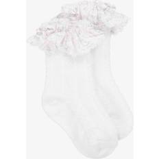 Green Socks Patachou Baby Girls Floral Stripes Frill Socks - White