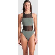 Turkis Badedragter Arena Badedragt Mesh Panel Vent Back - Jade/Sort