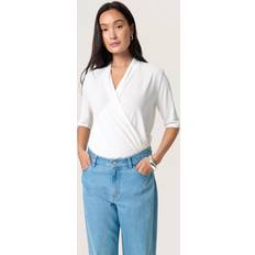 Modal Blouses Soaked in Luxury Columbine Faux Wrap Blouse - Broken White