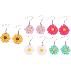 Shein Pairs Of Candy-Colored Flower Stud Earrings, Suitable For Daily Wear In And Summer