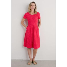 Seasalt Cornwall April Short Sleeve Dress - Rustic Spot Raspberry