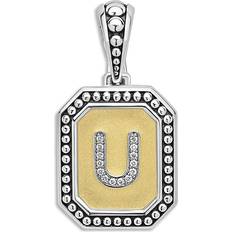 Lagos Signature Caviar Sterling Silver & 18K Yellow Gold Octagon Diamond A Initial Charm, 0.05 ct. t. w.