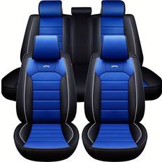 Temu Black Blue 5 Seats Car Seat Covers