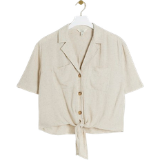 River Island Womens Beige Linen Tie Front Shirt
