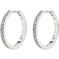 Pilgrim Ebna Crystal Hoops Silverplated Dam Creoler One