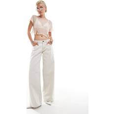 Motel Roomy Wide Leg Low Rise Jeans - Off-White