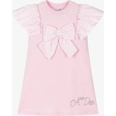 A Dee Girls Striped Bow Dress - Pink