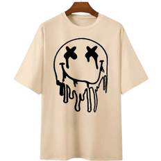 Shein Plus Casual Face Printed Short Sleeve TShirt Suitable For Daily Wear In And Summer