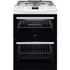 AEG Gas Cookers AEG CGX6130ACW Freestanding 60cm Gas Double Oven Catalytic Cooker White