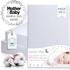 Grey Travel Cot Sheets 95x65 cm 2 Pack