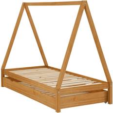 Brun Barrnesenge Loft24 Tipi Seng 90x200 cm Med Skuffe Brun Fyr