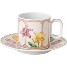 Swarovski Idyllia Espressotasse mit Untertasse Porzellan Kristallines Printmotiv Zitrone Mehrfarbig Espressokop