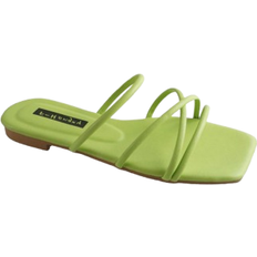Shein Women Criss Cross Slide Sandals, Fashionable Green Flat Sandals