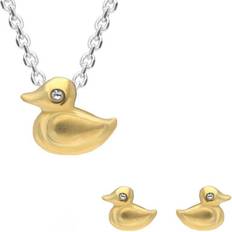 Jewellery Sets C W Sellors Sterling Silver Yellow Gold Plated Cubic Two Piece Set