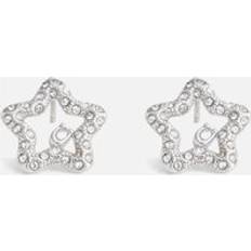 Crystal Earrings Coach Signature Silver-Tone Pavé Star Stud Earrings