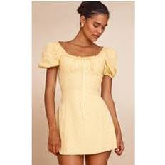 PrettyLittleThing Broderie Puff Sleeve A-line Mini Dress - Yellow