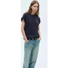 Mango Överdelar Mango Shortsleeved Cotton T-shirt Dam Kortärmade T-shirts - Navy