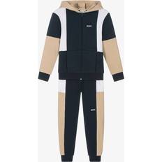 Beige Tracksuits BOSS Boys Blue Cotton Colourblock Tracksuit - 10 year
