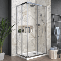 Docce Box Doccia Angolare 70x70 cm con Ante Scorrevoli in Cristallo Temperato 6mm H190 cm DINA Cromato