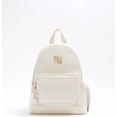 Faux Leather Backpacks River Island Faux Leather Weave Backpack - Cream