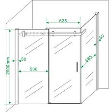 Douche Cabines Douchedeur + Zijwand 1200X800X2000 Chr.8Mm Nano