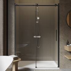 Cabine Doccia Box Doccia Nicchia 90 cm Porta Scorrevole H200 cm Cristallo 8mm Profilo Nero Opaco Cara